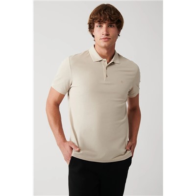 Avva Erkek Bej %100 Mısır Pamuğu Standart Fit Normal Kesim 3 Düğmeli Polo Yaka T-shirt B001027
