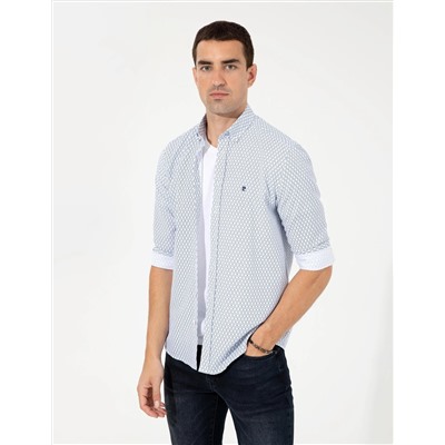 Lacivert Slim Fit Uzun Kollu Gömlek
