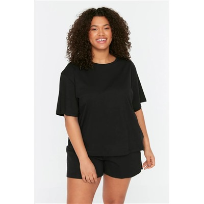 Trendyol Curve Siyah Bisiklet Yaka Örme Pijama Takımı TBBSS22PT0567