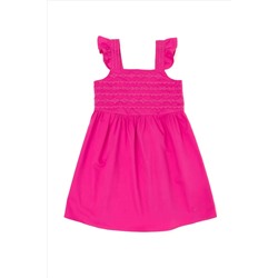 Kız Çocuk Pembe Kolsuz Dokuma Elbise