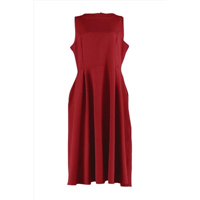 Bordo  A-Line Dokuma Cep Detaylı Elbise TBBSS22EL1598