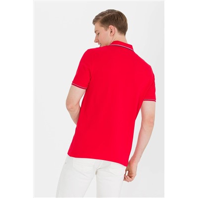 Erkek Kırmızı Basic Polo Yaka Tişört