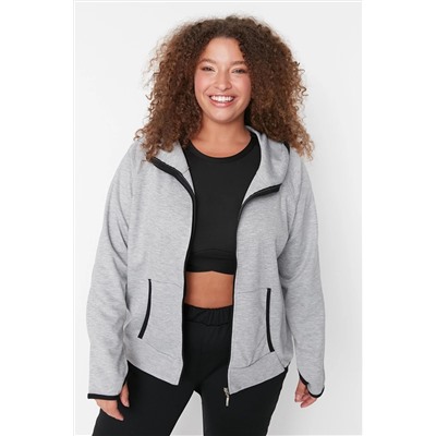 Trendyol Curve Gri Kapüşonlu İnce Örme Sweatshirt TBBAW23AO00010
