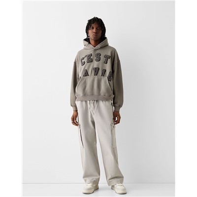 Boxy fit hoodie with patches