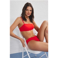 TRENDYOLMİLLA Kırmızı Straplez Normal Bel Bikini Takımı TBESS25BT00184