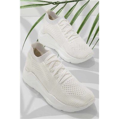 Bambi Beyaz Triko Kadın Sneaker K01673050682