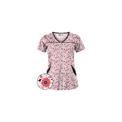 UA Ditzy Bouquet White Print Scrub Top