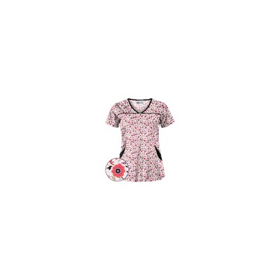 UA Ditzy Bouquet White Print Scrub Top