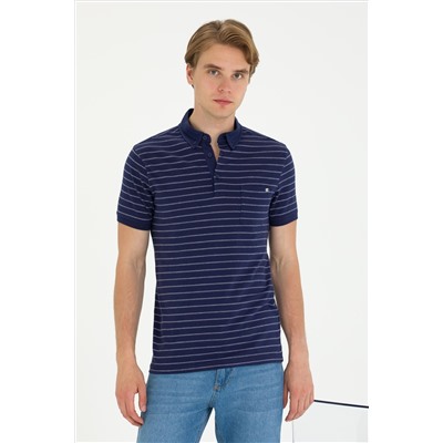 Erkek Regular Fit Polo Yaka Lacivert Tişört