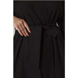 Siyah Kuşaklı Kısa Dokuma %100 Pamuklu Büyük Beden Kimono&Kaftan TBBSS25DE00000