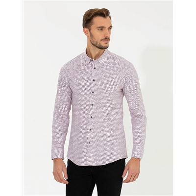 Bordo Slim Fit Uzun Kollu Gömlek