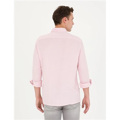 Pembe Regular Fit Uzun Kollu Gömlek