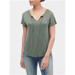 Luxe Jersey Tie-Neck T-Shirt