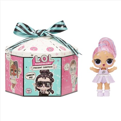 LOL Surprise Present Surprise Series 2 Glitter Shimmer Star Sign Themed Doll with 8 Surprises, Accessories, Dolls