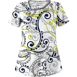 UA Cartwheels Giddy Green Asymmetrical Scrub Top
