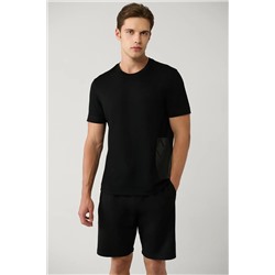 Avva, Erkek Siyah Baskılı Bisiklet Yaka Soft Touch T-shirt A41y1328