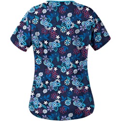 UA Mystic Garden Navy V-Neck Print Scrub Top
