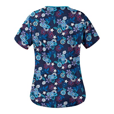 UA Mystic Garden Navy V-Neck Print Scrub Top