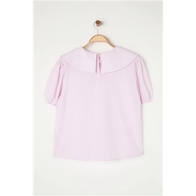 Beyaz-Pembe Çizgili Dokuma Bluz TBBSS24AF00000