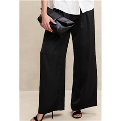 Silky Pleated Wide-Leg Pant