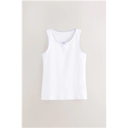 White Heart Lace Trim Vests 5 Pack (1.5-16yrs)