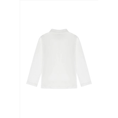 Kız Çocuk Ekru Polo Yaka Basic Sweatshirt