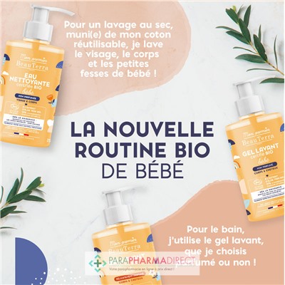 BeauTerra Bébé - Eau Nettoyante Certifié BIO - Non Parfumé - Visage & Corps 750 mL