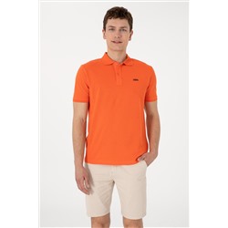 Erkek Regular Fit Polo Yaka Nar Çiçeği Basic Tişört