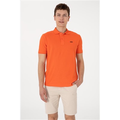 Erkek Regular Fit Polo Yaka Nar Çiçeği Basic Tişört