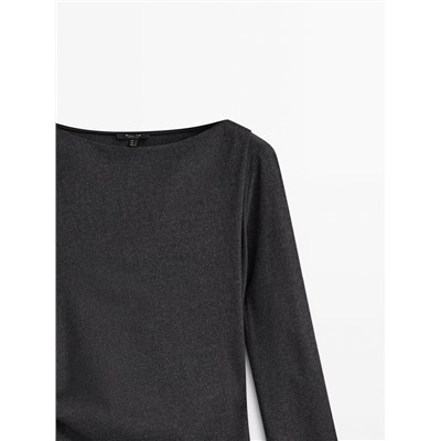 Vestido midi manga larga detalle frunces