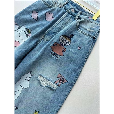 Женские джинсы Acne Studio*s x Moomi*n 🕺  Реплика 1:1