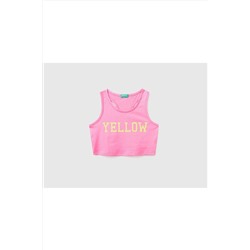 United Colors of BenettonKız Çocuk Pembe Renk Yazılı Crop Atlet