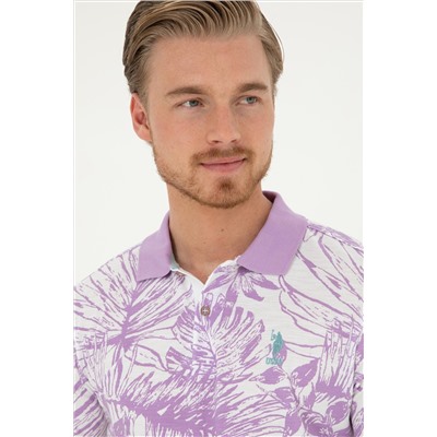 Erkek Regular Fit Polo Yaka Lila Tişört