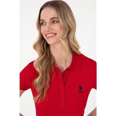Kadın Kırmızı Basic Polo Yaka Tişört