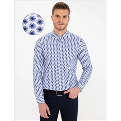 Lacivert Slim Fit Uzun Kollu Gömlek