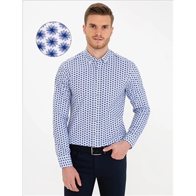 Lacivert Slim Fit Uzun Kollu Gömlek