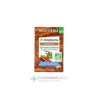 ArkoPharma ArkoGélules - Ashwagandha - Surmenage, Résistance Physique & Emotionnelle - BIO 60 Gélules