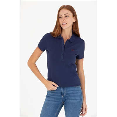Kadın Lacivert Basic Polo Yaka Tişört