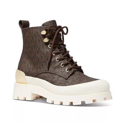 MICHAEL MICHAEL KORS Women's Payton Signature Logo Lace-Up Lug Sole Combat Booties
