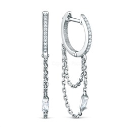 Серьги из серебра с фианитами родированные 925 пробы 11-1029р