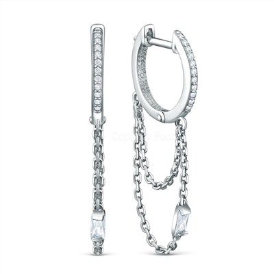 Серьги из серебра с фианитами родированные 925 пробы 11-1029р