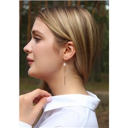 Серьги-продёвки из золочёного серебра с культ.жемчугом 925 пробы С-3952зш1005