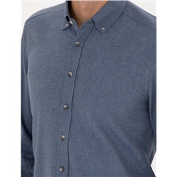 Koyu Mavi Slim Fit Uzun Kollu Gömlek