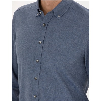 Koyu Mavi Slim Fit Uzun Kollu Gömlek