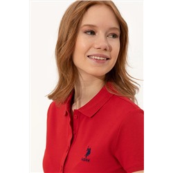 Kadın Kırmızı Basic Polo Yaka Tişört
