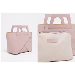 Bolso y neceser de piel granulada Rita Rosa pastel