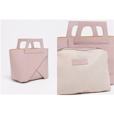 Bolso y neceser de piel granulada Rita Rosa pastel