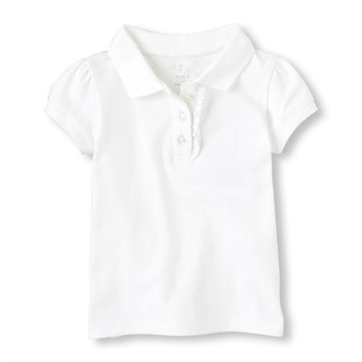 Uniform Short Sleeve Ruffle-Placket Polo