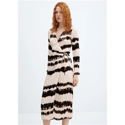 Vestido camisero plisado tie-dye