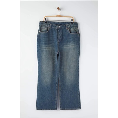 More Sustainable Mavi Soluk Efekt Vintage Yüksek Bel Wide Leg Jeans TBBAW26CJ00048